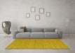 Machine Washable Abstract Yellow Contemporary Rug in a Living Room, wshcon1433yw