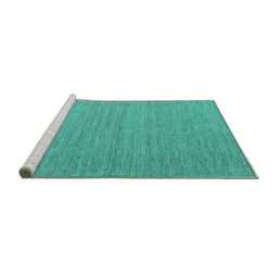 Sideview of Machine Washable Abstract Turquoise Contemporary Area Rugs, wshcon1433turq