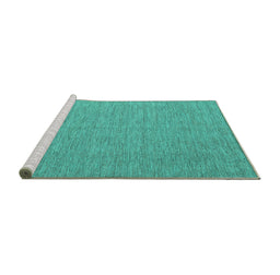 Sideview of Machine Washable Abstract Turquoise Contemporary Area Rugs, wshcon1434turq