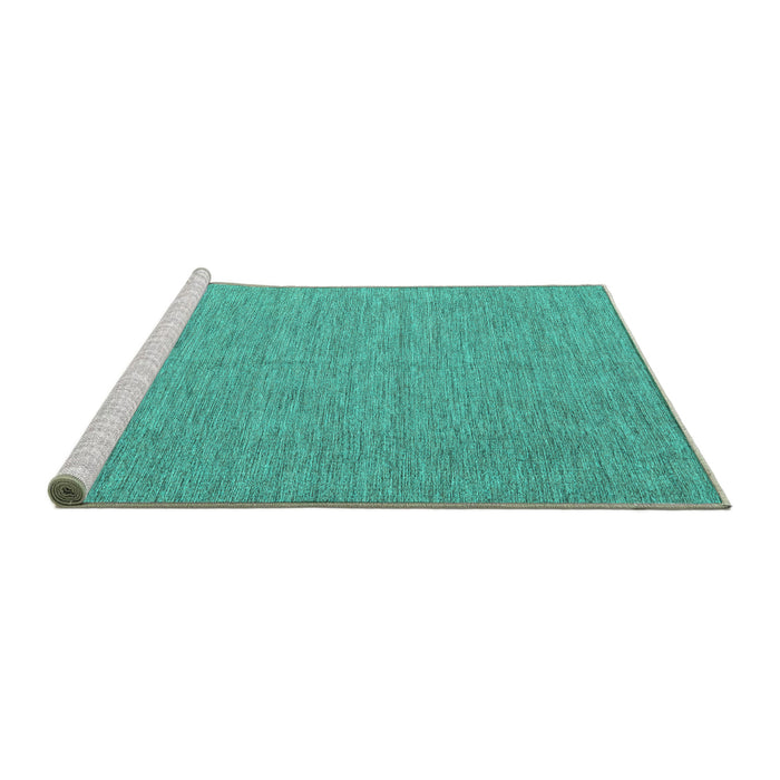 Sideview of Machine Washable Abstract Turquoise Contemporary Area Rugs, wshcon1434turq