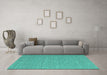 Machine Washable Abstract Turquoise Contemporary Area Rugs in a Living Room,, wshcon1434turq