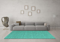 Machine Washable Abstract Turquoise Contemporary Rug, wshcon1434turq