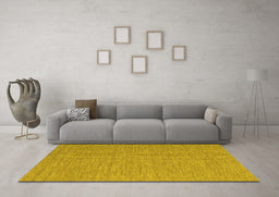 Machine Washable Abstract Yellow Contemporary Rug in a Living Room, wshcon1434yw