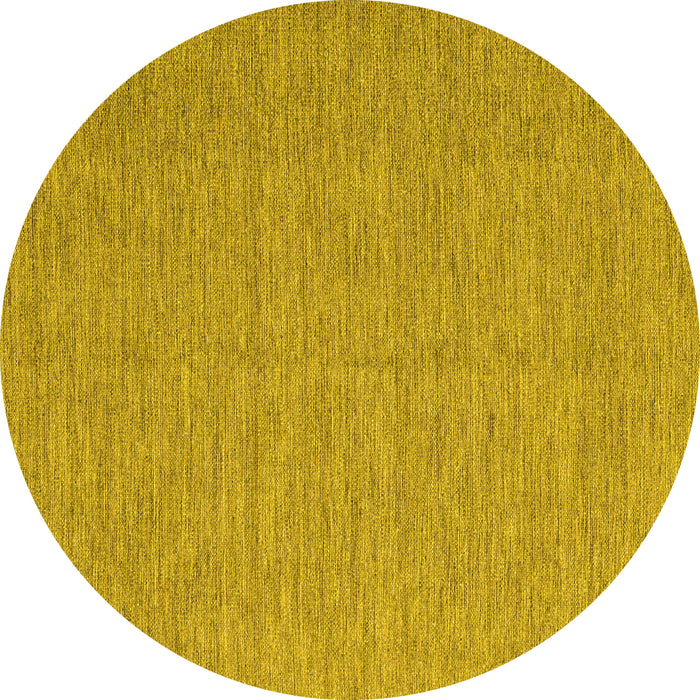 Round Abstract Yellow Contemporary Rug, con1434yw