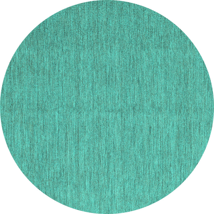 Round Abstract Turquoise Contemporary Rug, con1434turq
