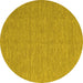 Round Machine Washable Abstract Yellow Contemporary Rug, wshcon1434yw