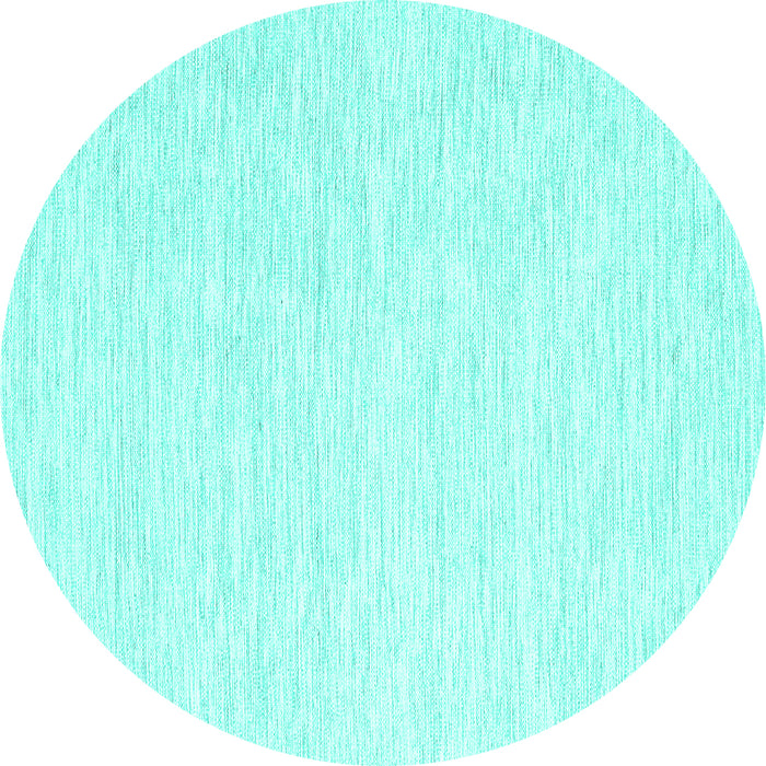 Round Machine Washable Solid Turquoise Modern Area Rugs, wshcon1435turq