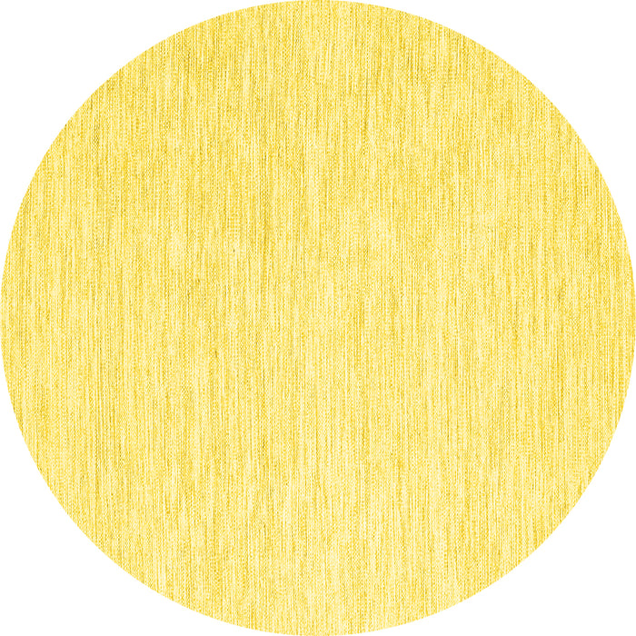 Round Solid Yellow Modern Rug, con1435yw