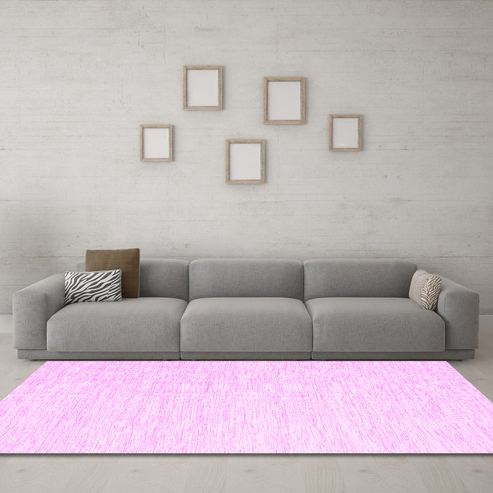 Machine Washable Solid Pink Modern Rug in a Living Room, wshcon1435pnk
