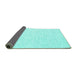 Sideview of Solid Turquoise Modern Rug, con1435turq