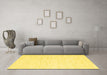 Machine Washable Solid Yellow Modern Rug in a Living Room, wshcon1435yw