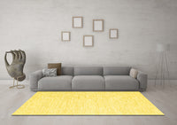 Machine Washable Solid Yellow Modern Rug, wshcon1435yw