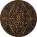 Round Abstract Brown Contemporary Rug, con1436brn