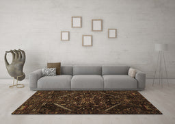 Machine Washable Abstract Brown Contemporary Rug in a Living Room,, wshcon1436brn