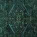 Square Machine Washable Abstract Turquoise Contemporary Area Rugs, wshcon1436turq