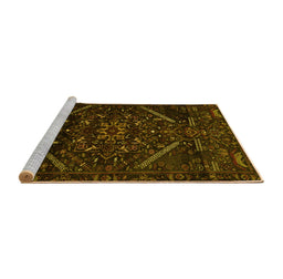 Sideview of Machine Washable Abstract Yellow Contemporary Rug, wshcon1436yw