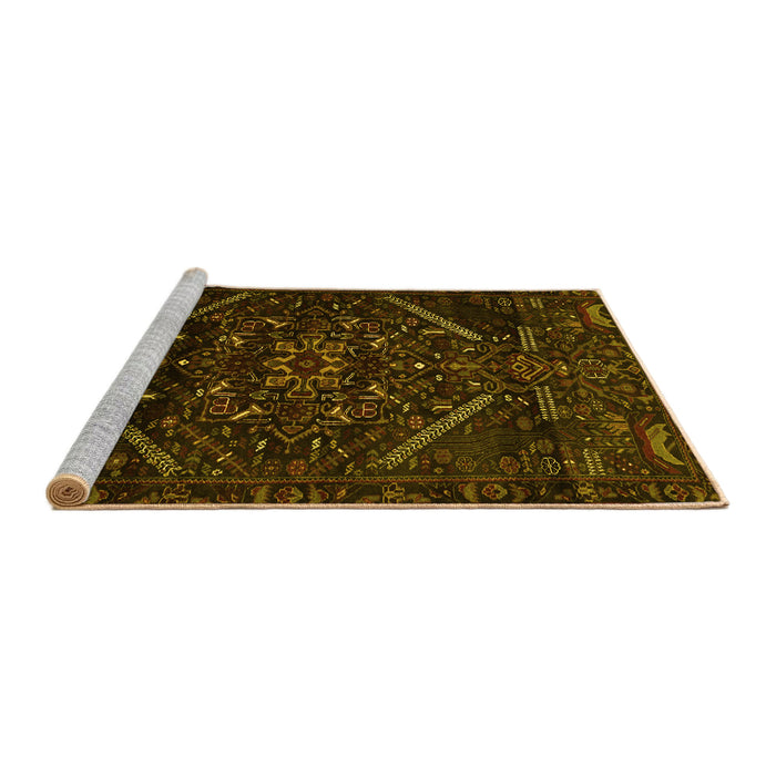 Sideview of Machine Washable Abstract Yellow Contemporary Rug, wshcon1436yw