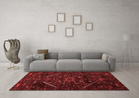 Machine Washable Abstract Red Contemporary Rug, wshcon1436red