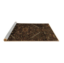 Sideview of Machine Washable Abstract Brown Contemporary Rug, wshcon1436brn