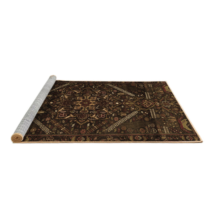 Sideview of Machine Washable Abstract Brown Contemporary Rug, wshcon1436brn