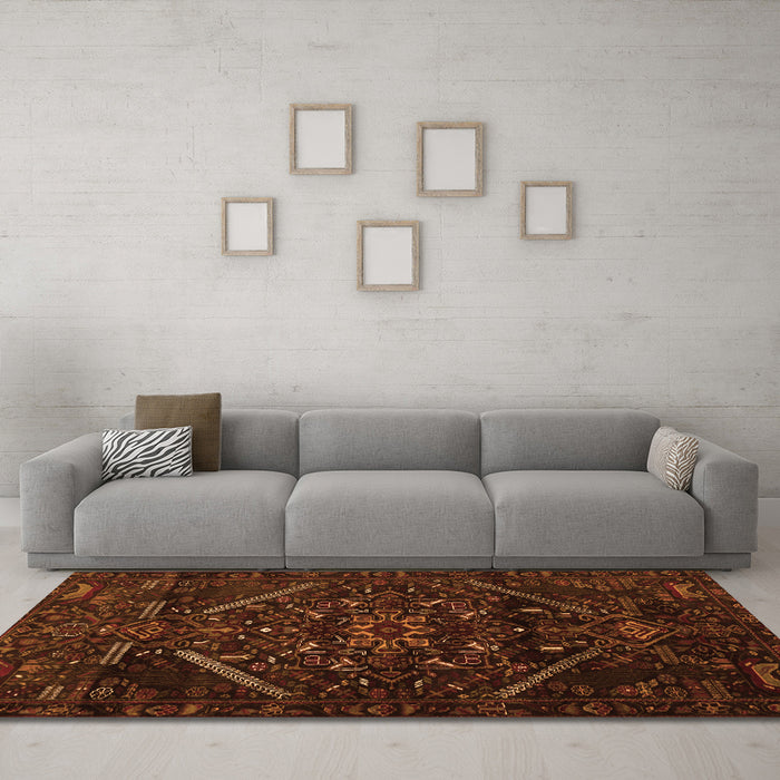 Machine Washable Abstract Orange Contemporary Area Rugs in a Living Room, wshcon1436org