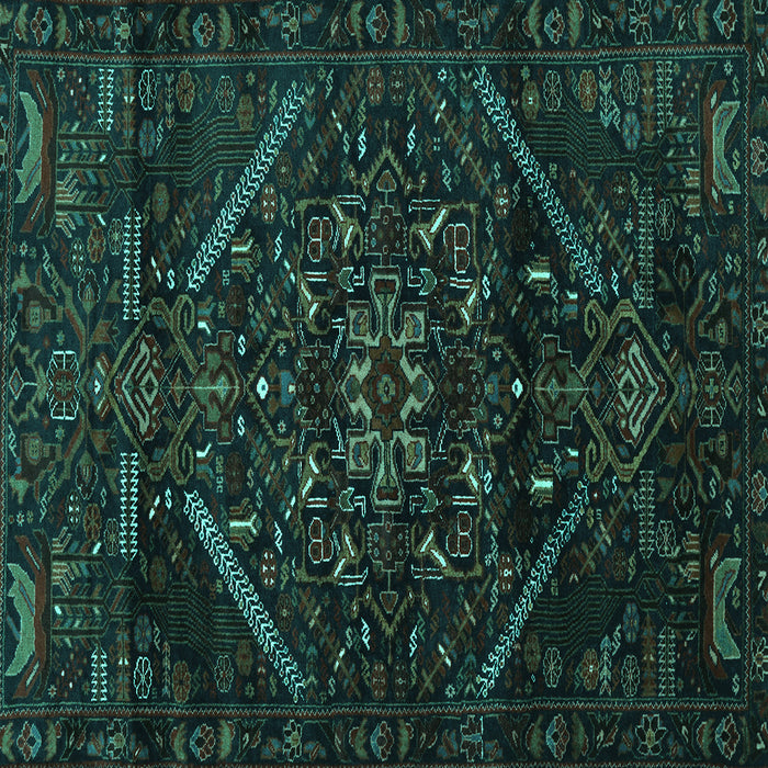 Square Abstract Turquoise Contemporary Rug, con1436turq