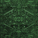 Square Machine Washable Abstract Emerald Green Contemporary Area Rugs, wshcon1436emgrn