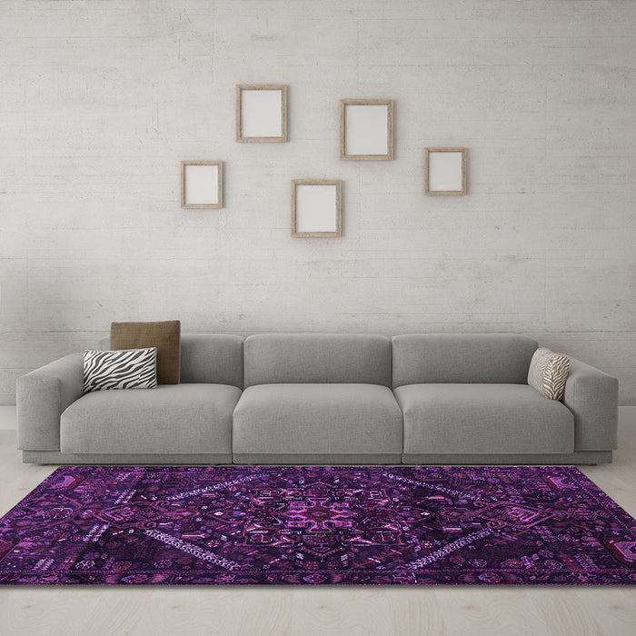 Machine Washable Abstract Purple Contemporary Area Rugs in a Living Room, wshcon1436pur