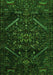 Serging Thickness of Machine Washable Abstract Green Contemporary Area Rugs, wshcon1436grn