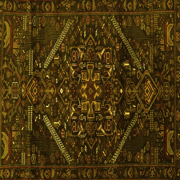 Square Abstract Yellow Contemporary Rug, con1436yw