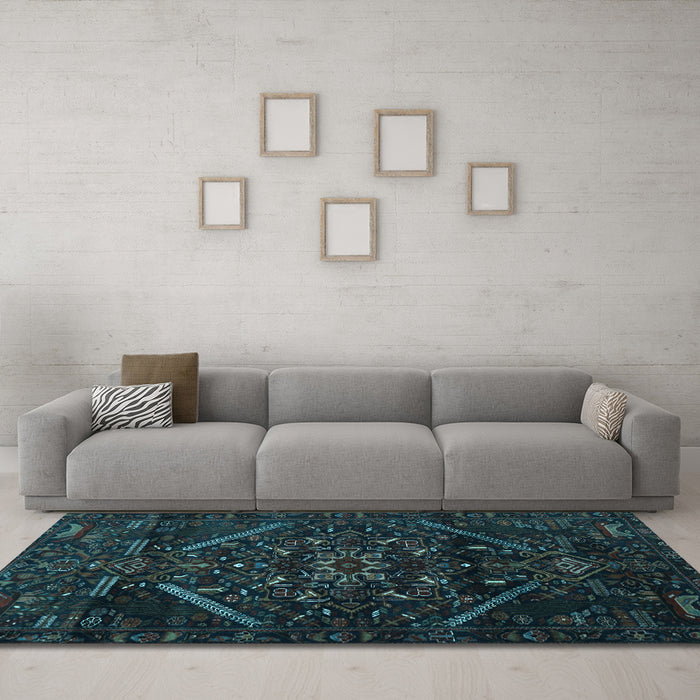 Machine Washable Abstract Light Blue Contemporary Rug in a Living Room, wshcon1436lblu