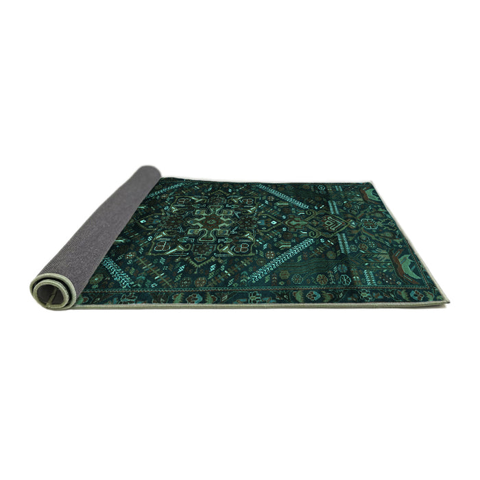 Sideview of Abstract Turquoise Contemporary Rug, con1436turq
