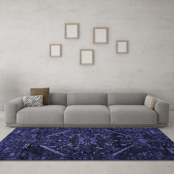 Machine Washable Abstract Blue Contemporary Rug in a Living Room, wshcon1436blu