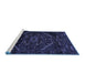 Sideview of Machine Washable Abstract Blue Contemporary Rug, wshcon1436blu