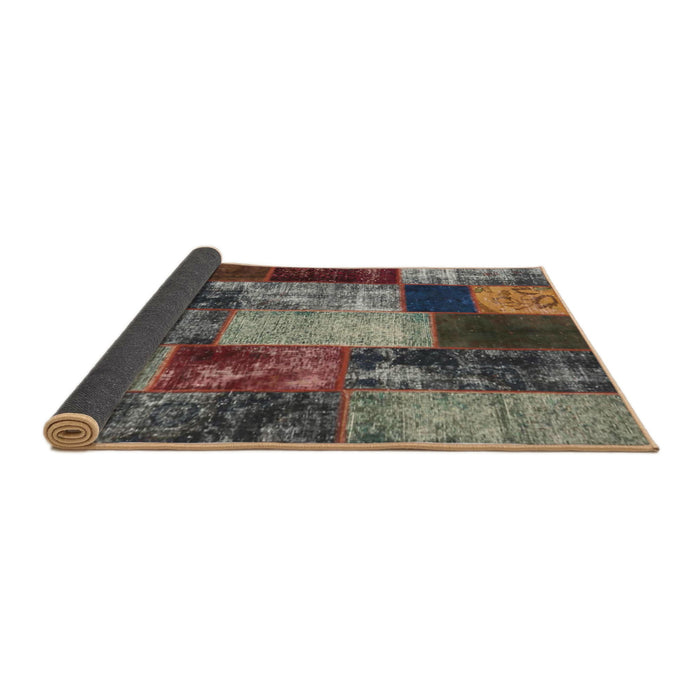Thickness of Contemporary Reddish Brown Patchwork Rug, con1437