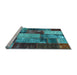 Sideview of Machine Washable Patchwork Light Blue Transitional Rug, wshcon1437lblu