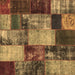 Square Machine Washable Patchwork Brown Transitional Rug, wshcon1437brn