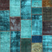 Square Patchwork Light Blue Transitional Rug, con1437lblu