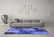 Machine Washable Patchwork Blue Transitional Rug in a Living Room, wshcon1437blu