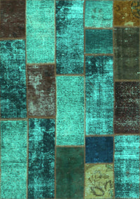 Patchwork Turquoise Transitional Rug, con1437turq