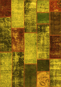 Patchwork Yellow Transitional Rug, con1437yw