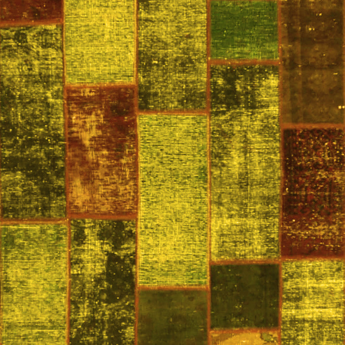 Patchwork Yellow Transitional Rug, con1437yw