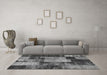 Machine Washable Patchwork Gray Transitional Rug in a Living Room,, wshcon1437gry