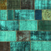 Square Patchwork Turquoise Transitional Rug, con1437turq