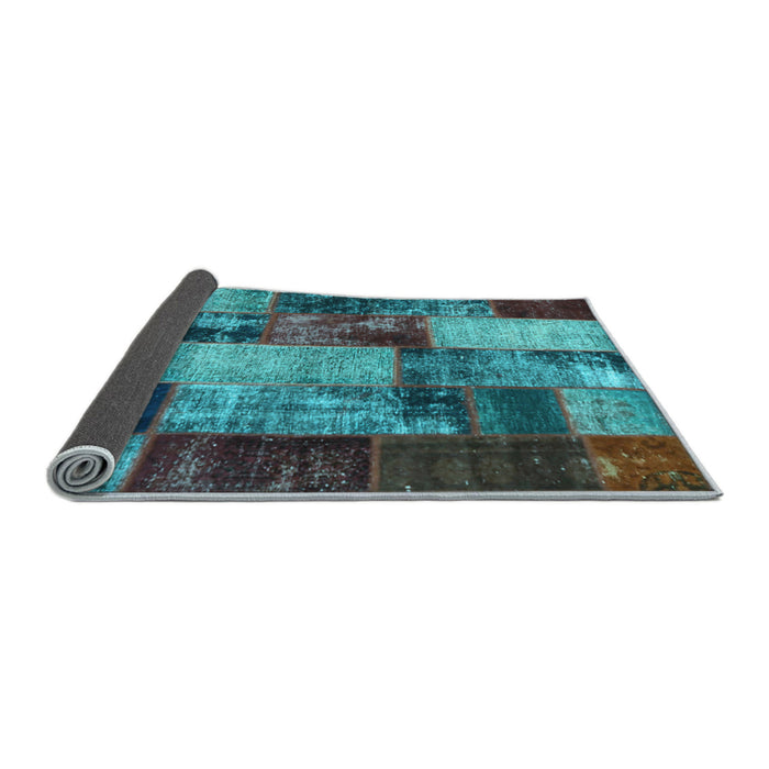Sideview of Patchwork Light Blue Transitional Rug, con1437lblu