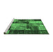 Sideview of Machine Washable Patchwork Emerald Green Transitional Area Rugs, wshcon1437emgrn