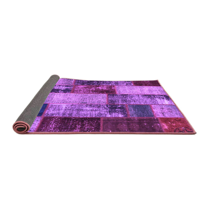 Sideview of Patchwork Purple Transitional Rug, con1437pur