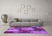 Machine Washable Patchwork Purple Transitional Area Rugs in a Living Room, wshcon1437pur