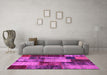 Machine Washable Patchwork Pink Transitional Rug in a Living Room, wshcon1437pnk