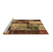 Sideview of Machine Washable Patchwork Brown Transitional Rug, wshcon1437brn